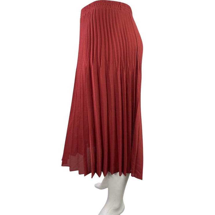 Max Studio Women's Red Pleated High Waisted Casual Maxi Flared A-Line Skirt XL