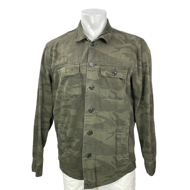 Abercrombie & Fitch Men's Green Camo Military Long Sleeve Button Up Shirt Top L