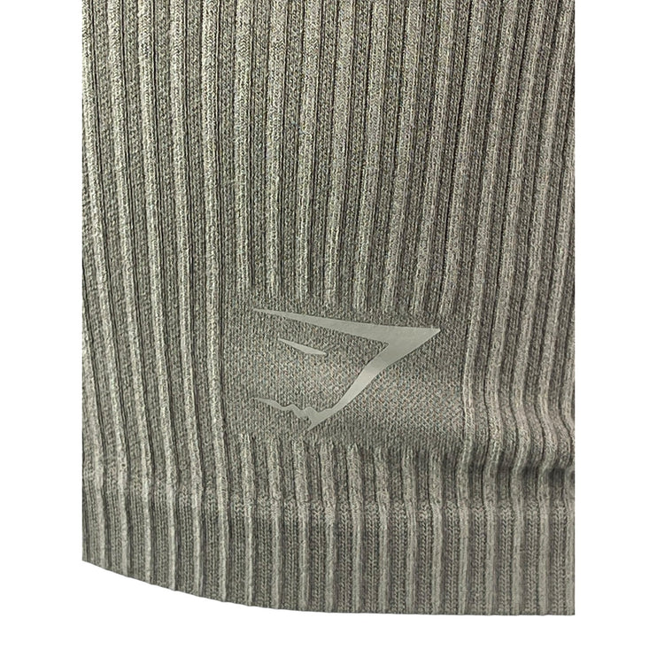 Gymshark Olive Green Ribbed Knit Sleeveless Yoga Athletic Sports Bra Crop Top S