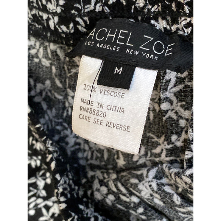 Rachel Zoe Women's Black Floral High Elastic Waist Pull On Midi A-line Skirt M