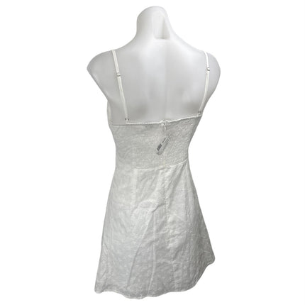 NEW Edit by Nine White Floral Sleeveless Cami Eyelet Mini A-Line Tank Dress S