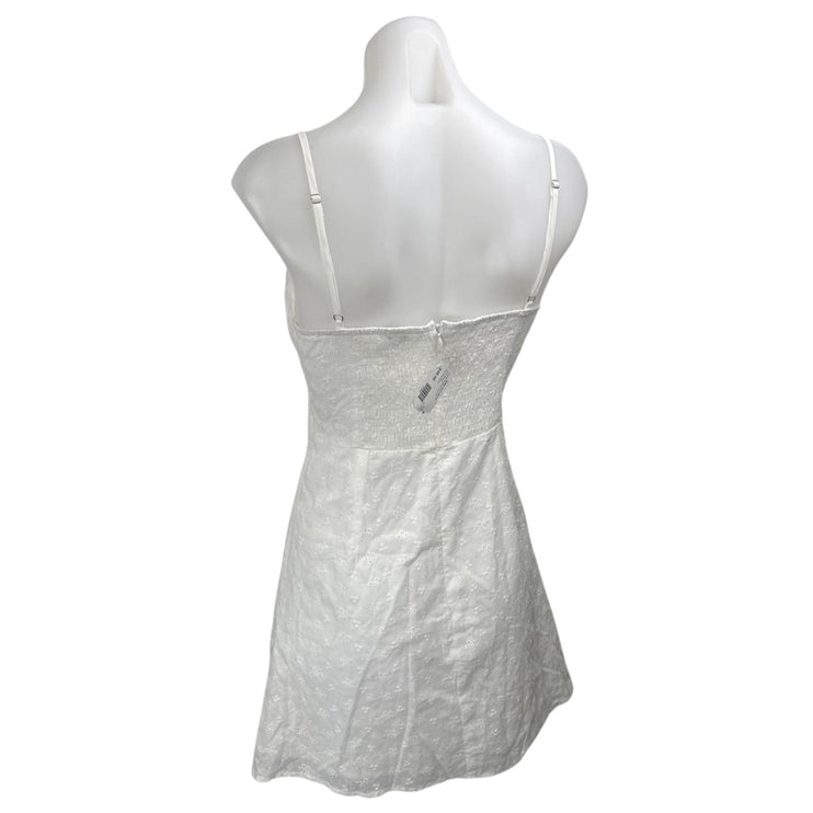 NEW Edit by Nine White Floral Sleeveless Cami Eyelet Mini A-Line Tank Dress S