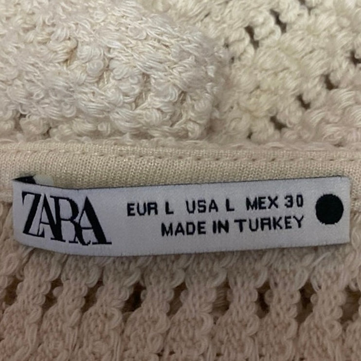 Zara Yellow Floral Crochet Knit Sunflower Sleeveless Camisole Tank Crop Top L