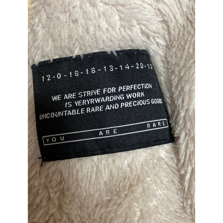 Zaful Women's Beige Faux Fur Teddy Fuzzy Hoodie Hooded Sweater Sweatshirt Top S