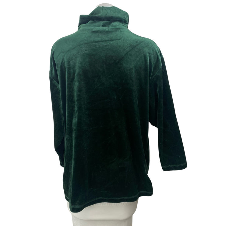 Vintage Laura Tyler Green Velvet Velour Turtleneck Long Sleeve Sweater Top Sz M