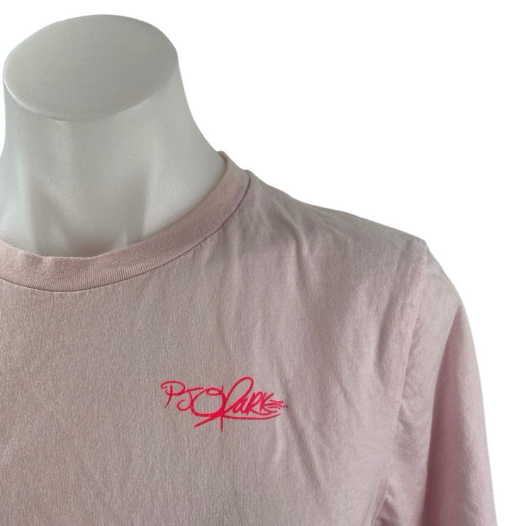 Women's Pink Crewneck Short Sleeve Graphgic Print Casual Tee T-shirt Top Size S