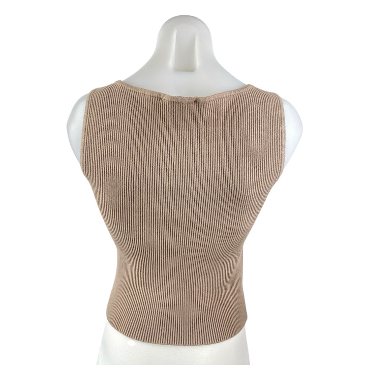 Abercrombie & Fitch Beige Ribbed Knit High Neck Sleeveless Sweater Tank Top S