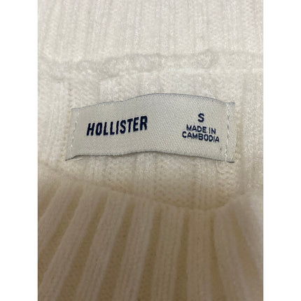 Hollister White Rib Knit Long Sleeve Mock Neck Ribbed Knit Mini A Line Dress S