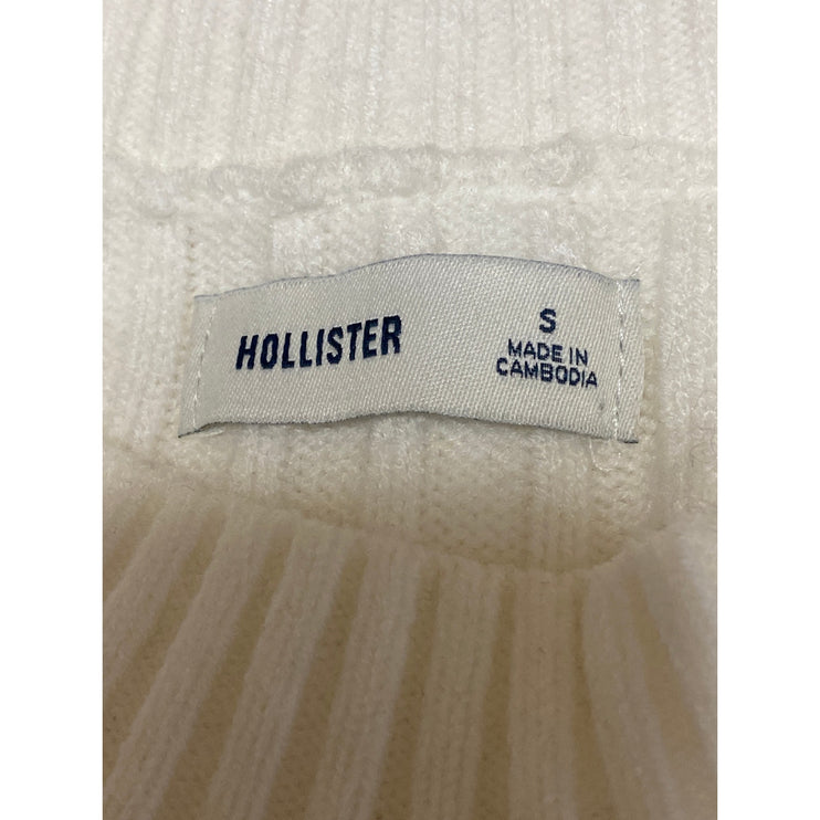 Hollister White Rib Knit Long Sleeve Mock Neck Ribbed Knit Mini A Line Dress S