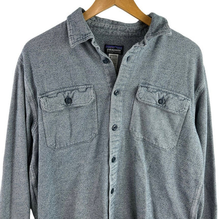 Patagonia Men's Gray Striped Pocket Long Sleeve Button Down Shirt Top Size L