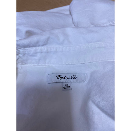 Madewell Women's White Short Sleeve Collared V Neck Shirt Blouse Top Size XS