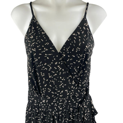 Kaileigh Black White Sleeveless Printed V Neck Cami Wide Leg Jumpsuit Size M