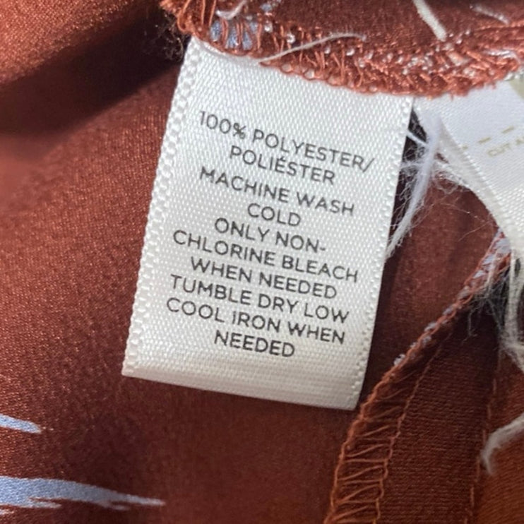 Ann Taylor LOFT Women's Brown Floral 3/4 Sleeve Midi A-Line Fit & Flare Dress 6