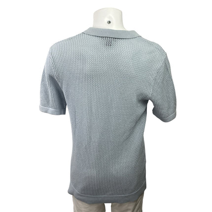 Art of Rhetoric Men's Blue Short Sleeve Open Knit Pocket Polo Shirt Top Size L