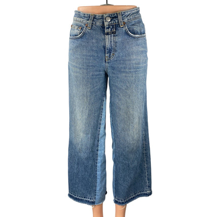 Closed Women's Blue Patchwork Colorblock High Rise Wide Leg Baggy Denim Jeans 25