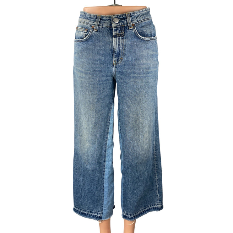 Closed Women's Blue Patchwork Colorblock High Rise Wide Leg Baggy Denim Jeans 25
