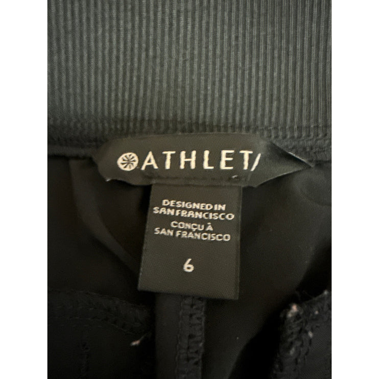 Athleta Women's Black High Rise Straight Tapered Pockets Trousers Dress Pants 6
