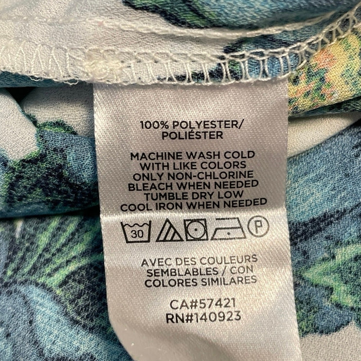 Ann Taylor LOFT Blue Floral Sleeveless Mock Neck Ruffle Tank Blouse Top Size XSP