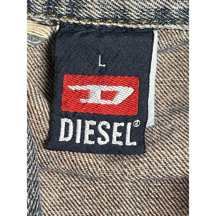 Diesel Women's Blue Long Sleeve Button Down Trucker Denim Jean Jacket Size L