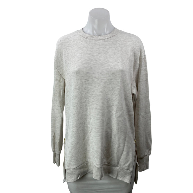 Varley Heather Gray Long Sleeves Side Zip Oversized Pullover Sweater Top Size S