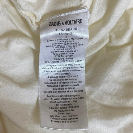 Zadig & Voltaire Deluxe Cream Lace Embroidered Sleeveless A Line Mini Dress Sz S