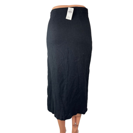NEW Abercrombie & Fitch Women's Black Linen High Rise Midi Pencil Wrap Skirt XS