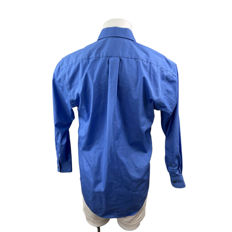 George Men's Blue Long Sleeve Chest Pocket Casual Button Down Shirt Top Size M