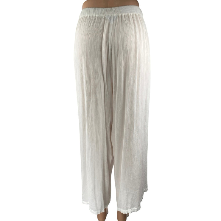Blue Island Women's White Wide Leg High Waist Crop Ankle Trousers Pants Size S