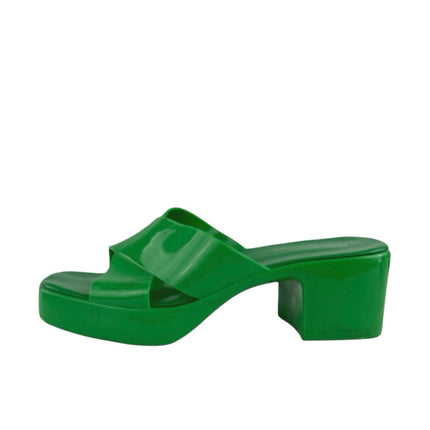 Jeffrey Campbell Bubblegum Women's Green Block Heel Slip On Platform Sandals 8