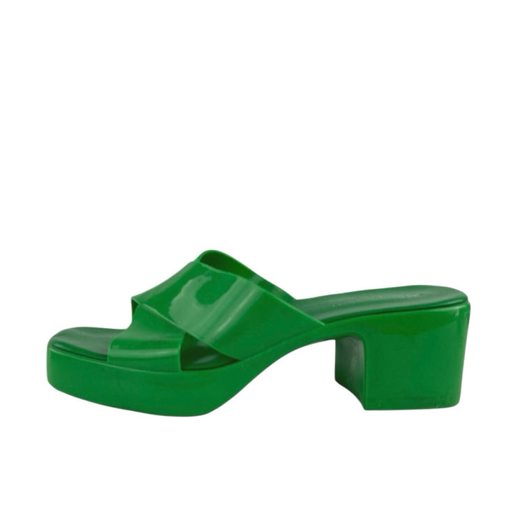 Jeffrey Campbell Bubblegum Women's Green Block Heel Slip On Platform Sandals 8