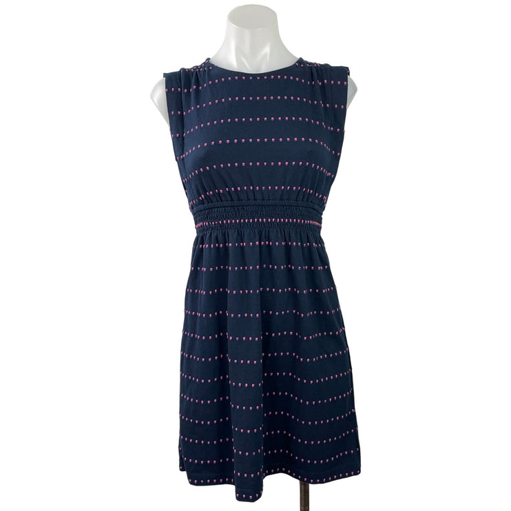 Ann Taylor LOFT Navy Blue Stitch Sleeveless Smocked Waist A Line Mini Dress XXSP