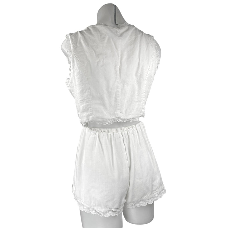 Princess Polly White Lace Sleeveless Crop Top High Rise Shorts 2 Piece Set 8
