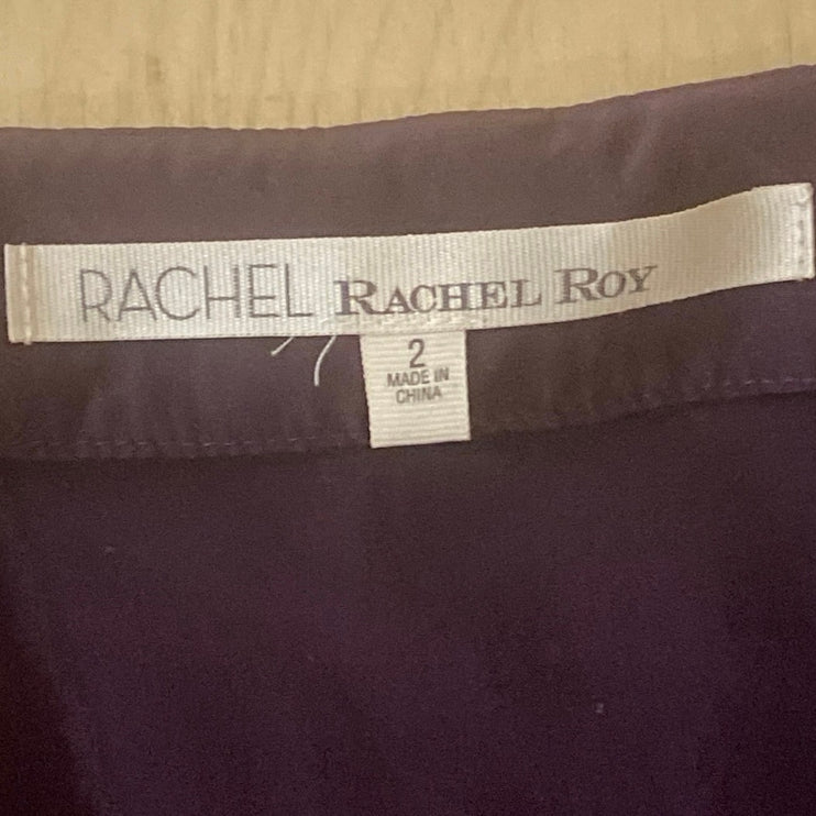 RACHEL Rachel Roy Purple Sleeveless V Neck Elastic Waist Blouson Mini Dress Sz 2