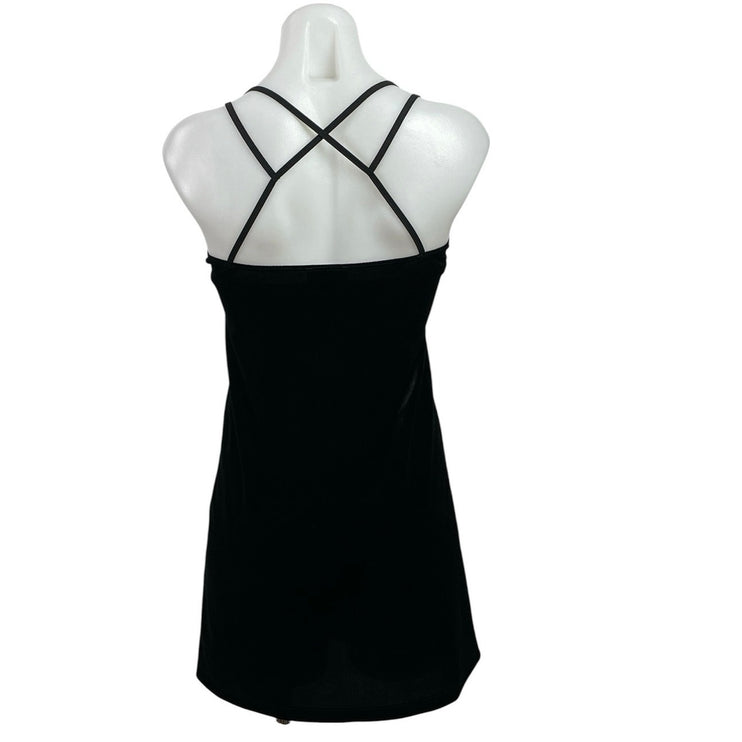 Topshop Women's Black Sleeveless Mini Cami Camisole Tank Flare A-Line Dress Sz 2