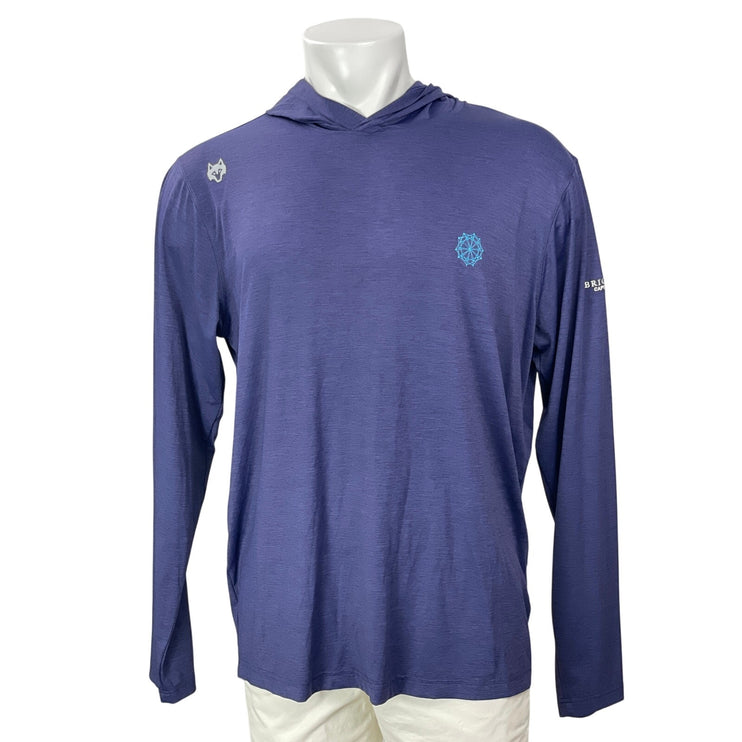 Greyson Men's Blue Long Sleeve Hoodie Hooded T Shirt Tee Pullover Top Size XL