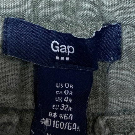 Gap Women's Green Linen Low Rise Drawstring Straight Leg Trousers Pants Size 4