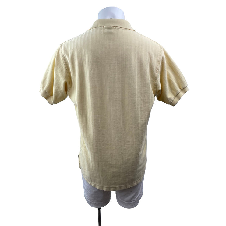 Abercrombie & Fitch Men's Yellow Zig Zag Short Sleeve Knit Polo Shirt Top Size L