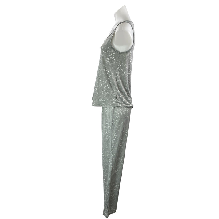 Eddie Bauer Womens Gray White Star Print Sleeveless Tank Sleepwear Pajamas Set S