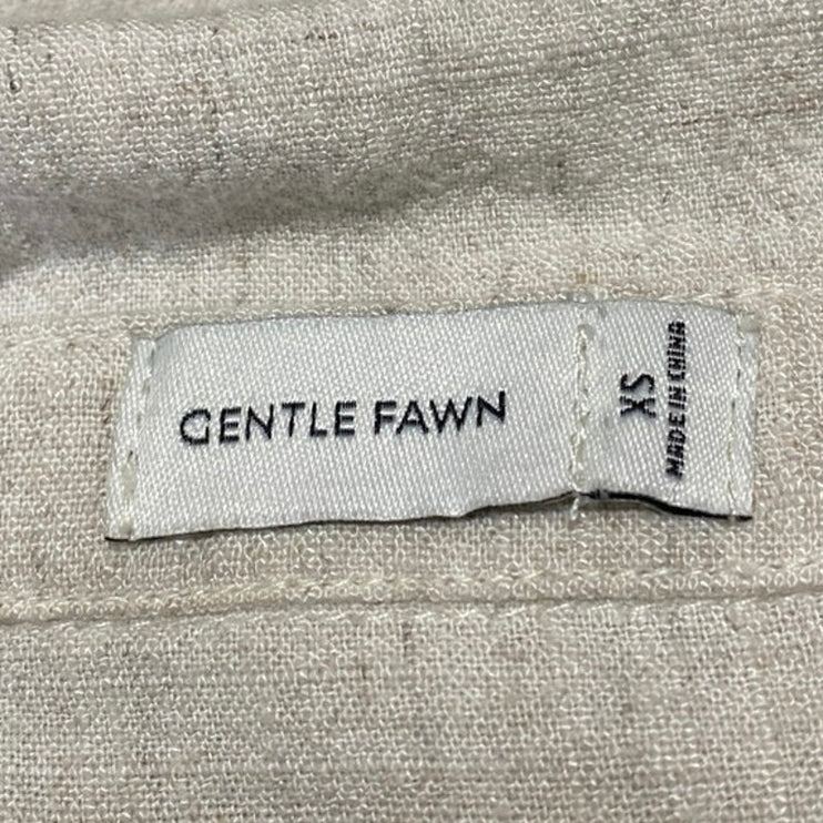 Gentle Fawn Cream Linen LOng Sleeve Colalr Button Down Wide Leg Shirt Romper XS