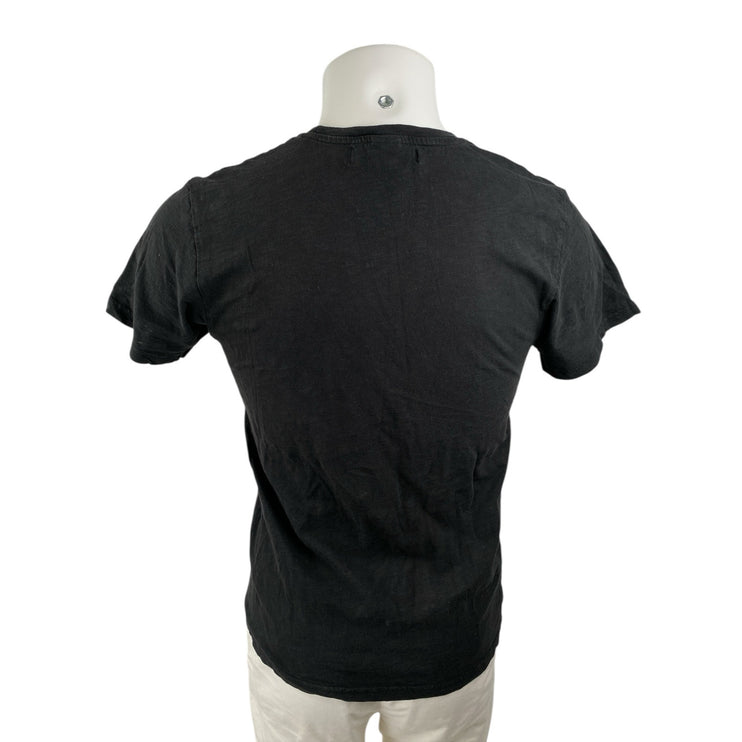 H&M LOGG Mens Black Graphic Print Crew Neck Short Sleeve Basic Tee T-Shirt Top S
