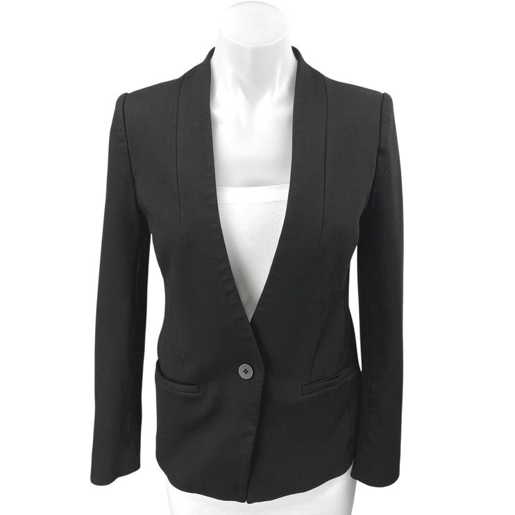 Madewell Women's Black Long Sleeve Collarless Pocket Blazer Coat Suit Jacket 4