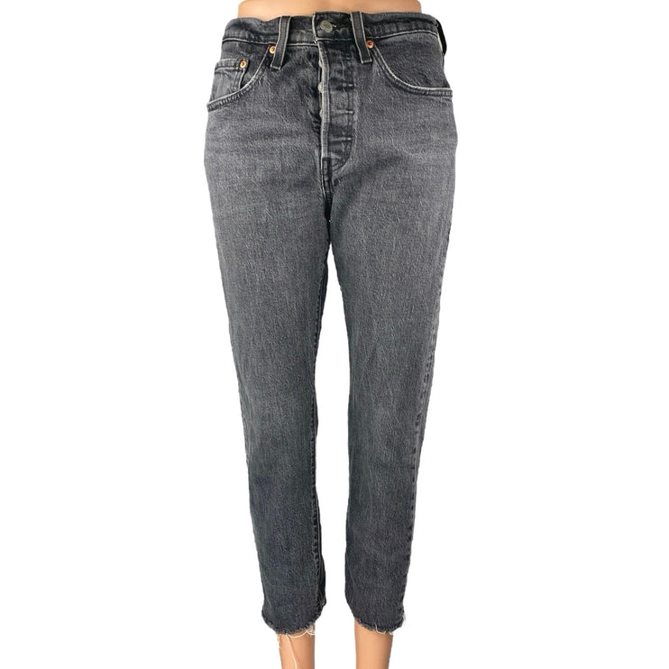 Levi's 501 Women's Black High Waisted Button Fly Skinny Denim Jeans Size 26
