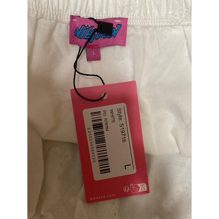 NEW Edikted White Floral Eyelet Embroidered Low Waist Mini Flared A-Line Skirt L