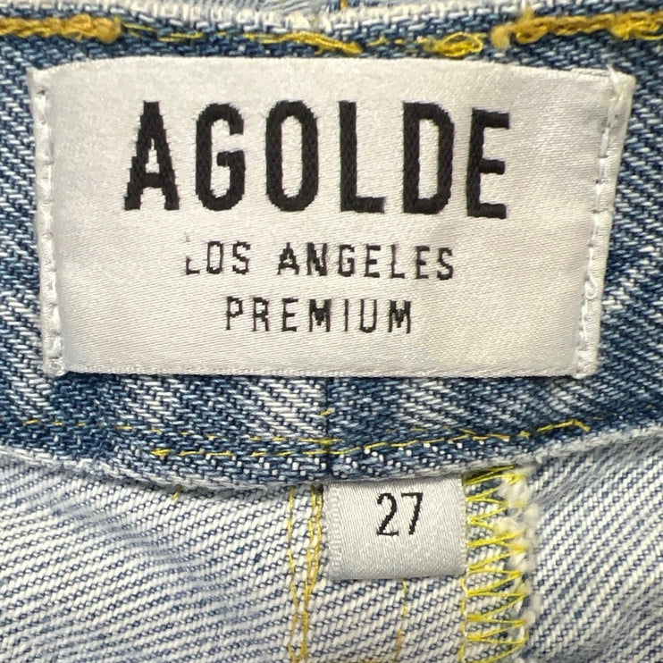 Agolde Blue Light Wash High Rise Distressed Cutoff Denim Jean Shorts Size 27