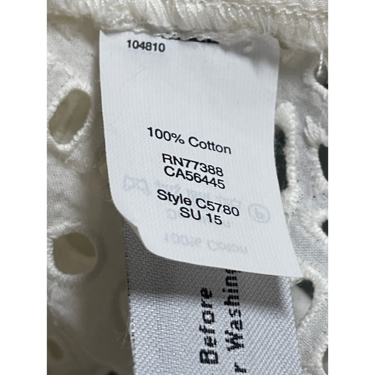 Madewell White Embroidered Eyelet Split Back Sleeveless Tank Blouse Top Size S