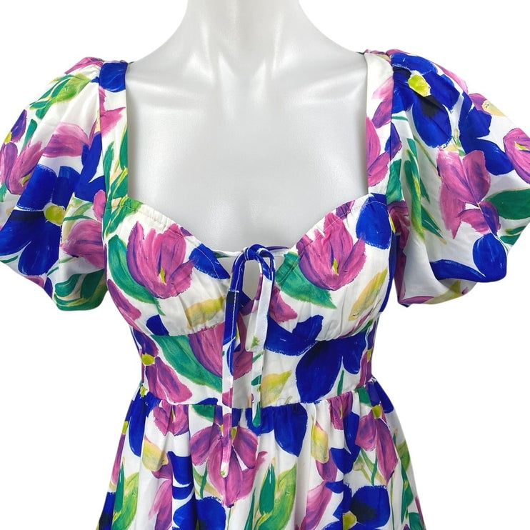 Princess Polly Multicolor Short Puff Sleeve Cutout Mini Fit & Flare Dress Size 4