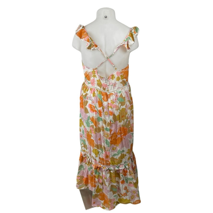Asos Design Multicolor Floral Ruffle Tiered Maxi Tank Flare A-Line Sun Dress 16
