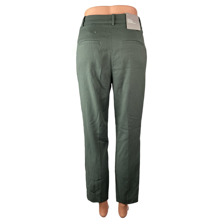 NEW H&M Men's Green Slim Slacks High Rise Straight Chino Trousers Dress Pants 2