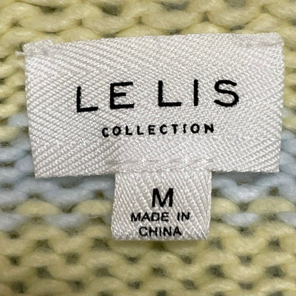 Le Lis Yellow Blue Softly Striped Long Sleeves Knit Oversized Sweater Top Size M