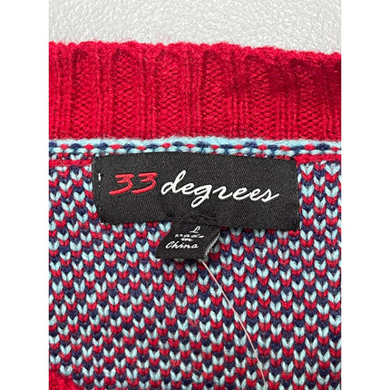 NEW 33 Degrees Merry & Bright Multicolor Oversized Holiday Sweater Top Size L
